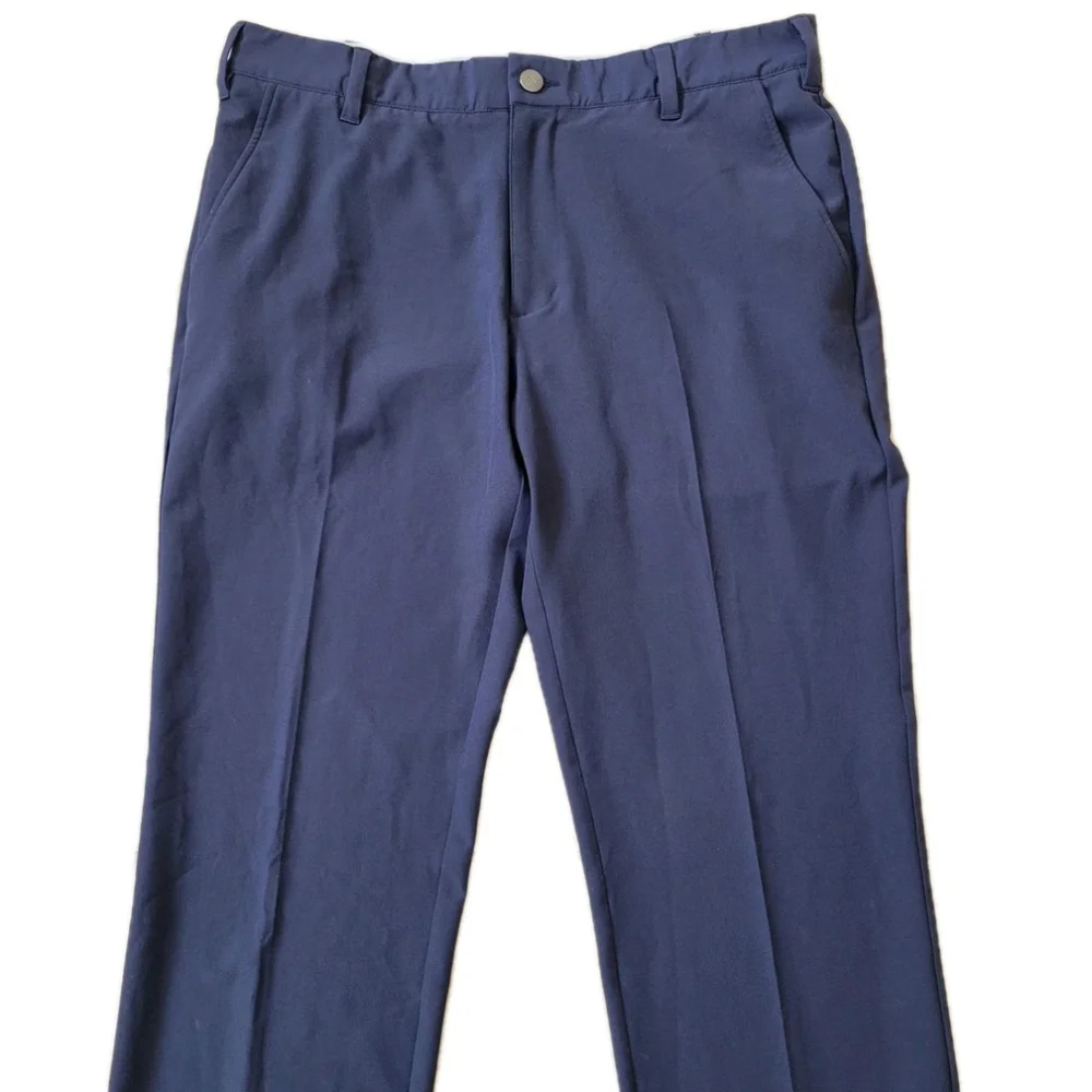 Adidas Navy Polyester Spandex Blend Elastic Waistband Slim-Fit Golf Pants 32/32